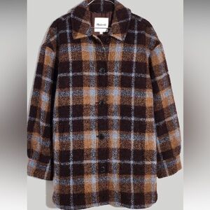 Madewell Brown and Blue Plaid Trench Coat